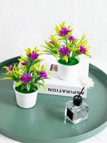 1 件人造迷你莲花盆，高 18 厘米/7.1 英寸，带 5 朵莲花，简约生活风格，塑料人造植物，绿色人造植物，秋季风格，抗氧化，不褪色 - 适用于 DIY 花墙、场景布置、卧室、花瓶插花、婚礼、派对、展览、酒店装饰、桌子、客厅、家居装饰、桌面装饰、桌面装饰、餐桌摆设、人造花、塑料花 - 彩色 - 查看 10