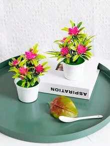 1 件人造迷你莲花盆，高 18 厘米/7.1 英寸，带 5 朵莲花，简约生活风格，塑料人造植物，绿色人造植物，秋季风格，抗氧化，不褪色 - 适用于 DIY 花墙、场景布置、卧室、花瓶插花、婚礼、派对、展览、酒店装饰、桌子、客厅、家居装饰、桌面装饰、桌面装饰、餐桌摆设、人造花、塑料花 - 彩色 - 查看 8