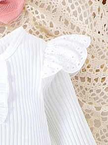 Baby Girl Set Of Solid Color Long Sleeve Romper And Pink Bow Decorated Skirt With Headband