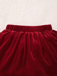 Purechapter 聖誕女孩兩件套，時尚毛絨拼接連帽短版衛衣與鬆緊腰裙，適合節日派對、聖誕禮物、新年禮物，送給家人/朋友的禮物 - 紅白色 - 查看 7
