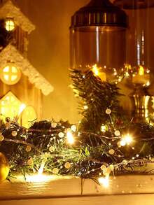 1 件 2 米 10 LED 灯珍珠串灯（不含电池），人造珍珠花环，圣诞树灯，适用于婚礼、派对、卧室、客厅、展示窗、花园装饰、圣诞装饰吊坠、家居装饰 - 彩色 - 查看 6