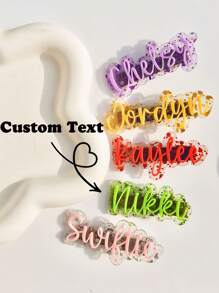 波尔卡圆点 DIY 发夹 可爱儿童定制姓名发卡 返校冬季礼物创意 男孩女孩情人节 - 彩色 - 查看 1