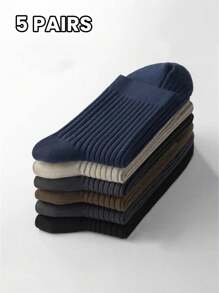 5 pares de meias masculinas, meias multicoloridas, quatro estações, cor sólida, macias, absorventes de suor, esportivas, simples, comerciais, diárias, casuais, meias de cano médio