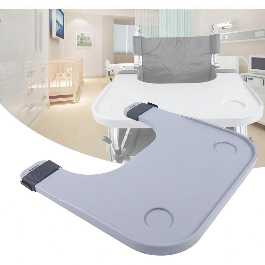 SENDERPICK Wheelchair Tray Table For Adults And The Elderly, Removable ABS Plastic Wheelchair Dining Table Board With 2 Cup Holders, Portable Wheelchair Tray For Eating, Reading, Working, Grey [Nice Gift For Your Family & Friend]