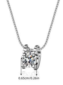 1 Carat D-Color VVS1 Classic Premium Quality Elegant S925 Silver Rhodium Plated Pendant Necklace With GRA Certificate, Feature A 1 Carat High-Quality Moissanite Center Stone With Brilliant Fire And Sparks, Suitable For Engagement, Wedding, Girlfriend Gift, Wedding Party, Vintage Party Or Daily Wear