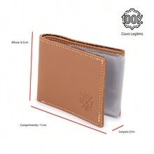 Men's Slim Wallet With Document Holder And Notes In Leather - 駝色 - 查看 4