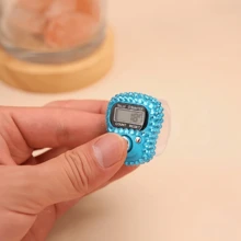 10个/1个水钻装饰指环电子计数器，便携式迷你数字戒指计数器，适用于冥想、祈祷、运动计步和物品计数。 - 多色 - 查看 8