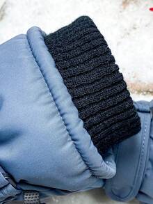 1 双时尚字母印花触屏手套，男女保暖内衬户外运动手套，防滑防风滑雪、单板滑雪骑行驾驶手套，可调节腕部设计保暖，冬季手套，暖手器，滑雪手套，雪地手套 - 大一號男女同款藍色 - 查看 4
