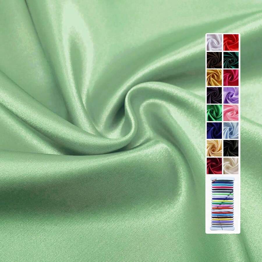 Polyester Satin Fabric By The Yard - 100% Polyester Solid Color Stretch Material For Dresses, Pajamas, Pillowcases, Eye Masks | Hand Wash Only - Cut From 1PC 50x150cm Sheet