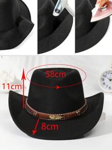 1pc Unisex Metal Leaf Leaves Decor Boho Cowgirl Hat Cowboy Hat Wide Brim Jazz Panama Hat Soft Felt Hat Fedora Hat Western Suitable For Daily Use
