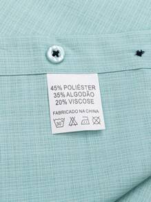 Non-Iron Long Sleeve Fitted Dress Shirt, Mixed Polyester 45% Cotton 35% Viscose 20% - Màu xanh Bạc hà - Xem 4