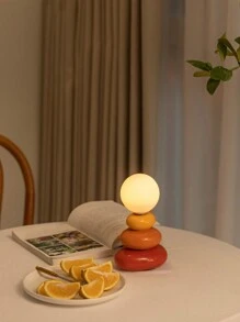 1个陶瓷叠石灯，USB供电，内置LED灯带，带三色调光按钮，可拆卸月牙形灯罩。适用于咖啡馆、餐厅、酒店床头柜和卧室装饰，是营造万圣节和圣诞节氛围的理想之选，也是馈赠朋友/情侣的绝佳礼物。 - 彩色 - 查看 10