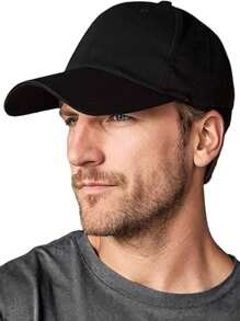 1 件黑色休闲可调节帽子，男女通用棒球帽，太阳帽 - 黑色 - 查看 4