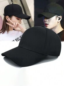 1 件黑色休闲可调节帽子，男女通用棒球帽，太阳帽 - 黑色 - 查看 6