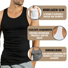 Kit 3 Men's Ribbed Tank Top, American Style Premium, Rapper Academy - Đỏ và trắng - Xem 4