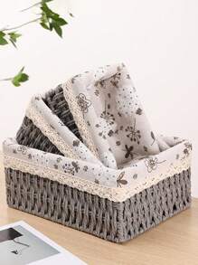 1pc Woven Storage Basket, Desktop Organizer Basket, Key Holder, Woven Basket Tray For Table, Snack Basket - Multicolor - View 1