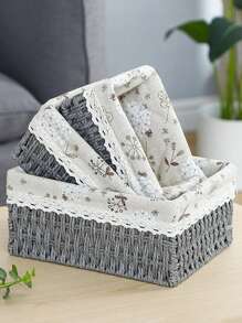 1pc Woven Storage Basket, Desktop Organizer Basket, Key Holder, Woven Basket Tray For Table, Snack Basket - Multicolor - View 6