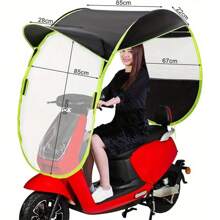 Motorcycle Sun Shade Cover Motorcycle Sun Shade And Rain Cover Universal Motor Scooter Umbrella Fully Enclosed Mobility Sun Shade Waterproof Transparent Scooter Umbrella For Car Bicycle - Green - View 3