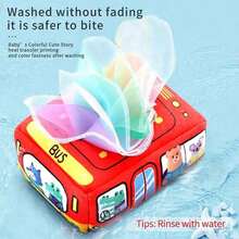 Una caja de pañuelos que los bebés no pueden romper, un juguete de dibujo de papel para que los bebés usen sus dedos para dibujar pañuelos como ejercicio, educación temprana y confort (color de pañuelo aleatorio) - Multicolor - Ver 1