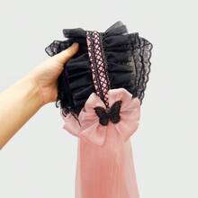 1pc/Set Women's Colorful Butterfly Decor & Wide Lace Headband Hair Accessories, Suitable For Daily Wear And Cosplay, Cute Style, Made Of Polyester And Spandex Halloween Valentine's Day