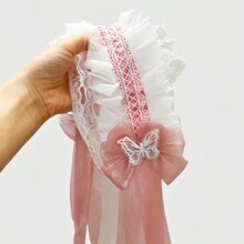 1pc/Set Women's Colorful Butterfly Decor & Wide Lace Headband Hair Accessories, Suitable For Daily Wear And Cosplay, Cute Style, Made Of Polyester And Spandex Halloween Valentine's Day