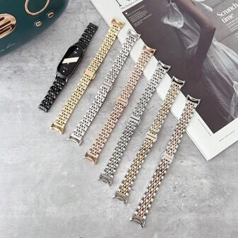 适用于小米手环 8/9 智能手环，带链接拆卸工具，金属腕带，兼容小米手环 10 表带，男女款