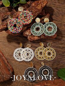 Joyalove 1 对女士彩色串珠耳环时尚彩虹可爱个性吊坠圣诞耳环女士 1.57 英寸 - 白色 - 查看 4