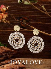 Joyalove 1 对女士彩色串珠耳环时尚彩虹可爱个性吊坠圣诞耳环女士 1.57 英寸 - 白色 - 查看 1