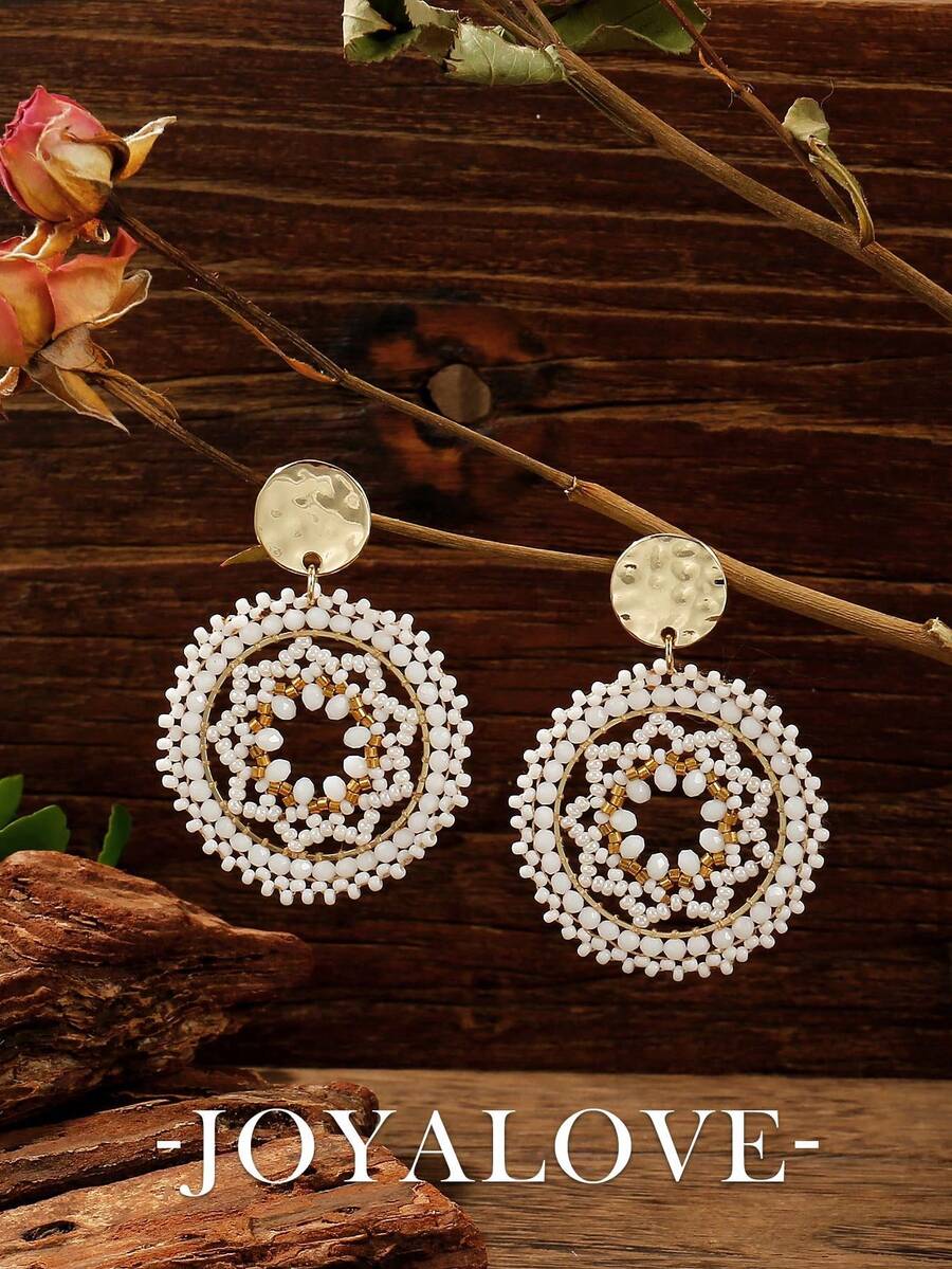 Joyalove 1 对女士彩色串珠耳环时尚彩虹可爱个性吊坠圣诞耳环女士 1.57 英寸 - 白色 - 查看 1