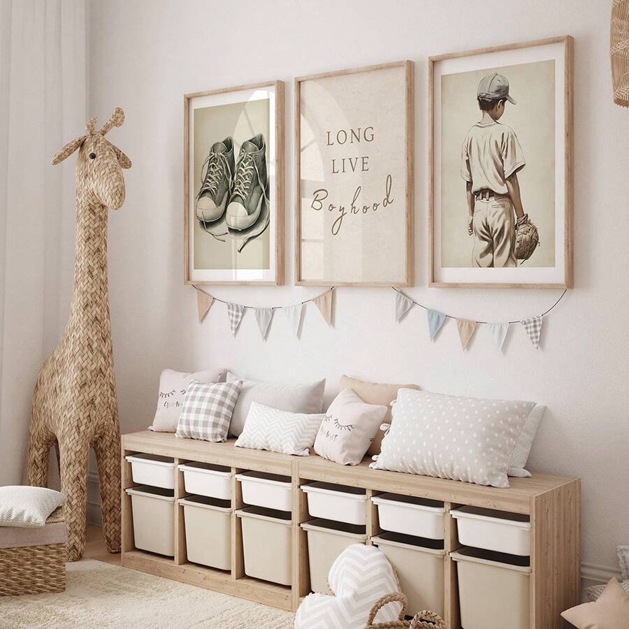1Pc Bóng Chày In Tường Phòng Bé Trai Cổ Điển Nghệ Thuật Thể Thao Phòng Trẻ Em Nghệ Thuật In Trung Tính Trang Trí Phòng Bé Trai Phòng Trẻ Em In - Nhiều màu - Xem 1