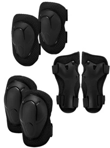 6 Pcs AL-1543 Knee Elbow Pad Bike Protection Kit - Negro - Ver 1