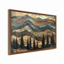 Putuo Decor 1 件松树山脉元素木质装饰画，木质海报墙面艺术装饰，适用于家庭农舍客厅办公室工作室咖啡厅酒吧俱乐部，礼物 - 彩色 - 查看 2