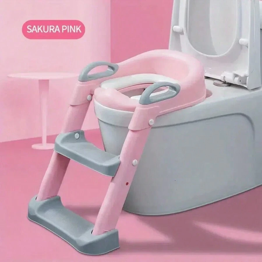 TAIMASI Potty Training Seat With Step Stool Ladder, Toddler Potty Training Toilet For Kids, Potty Chair Adjustable Potty Seat For Toilet With Anti-Slip Wide Steps Splash Guard Safety Handles  - Perfect For Thanksgiving, Christmas, New Year's, Easter, And Back-To-School Season - 粉色 - 查看 1