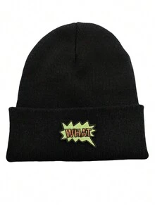 1 chiếc mũ len dệt kim thêu chữ OMGPOW phong cách đường phố cho mùa thu/đông mũ Giáng sinh mùa đông mũ len trượt tuyết cho nam - màu đen - Xem 9