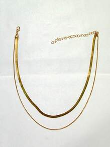 1pc Snake Chain Necklace, Herringbone Necklace, Gold Tone Choker Necklace, Gift For Women & Girls