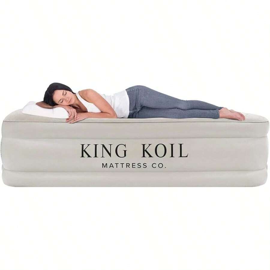 King Koil Plush Pillow Top Twin Air Mattress With BuiltIn HighSpeed
