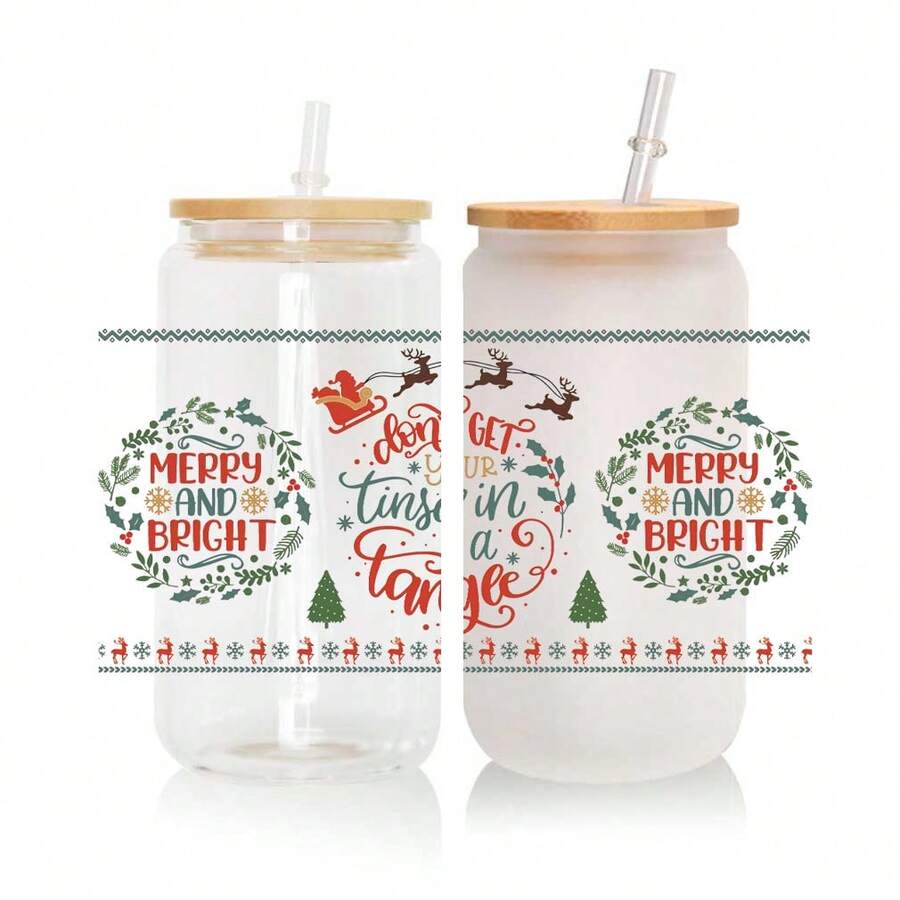 1 张可爱圣诞祝福设计 UV DTF 转印贴纸防水 3d DTF 浮雕水晶标签适用于 16 盎司玻璃杯包装墙贴装饰粘贴在剪贴簿上高品质剪贴簿材料防晒霜适用于 DIY 装饰眼镜、笔记本电脑、手机、手机壳、冰箱、电脑、水瓶、笔记本、电脑、书桌、手工艺品贴纸、时尚材料图案