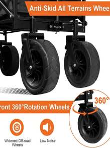 Collapsible Folding Wagon Beach Cart Large Capacity Wagon Cart Heavy Duty Folding Wagon Portable Outdoor Garden Foldable Cart With Wheels & Side Pockets Collapsible Wagon For Camping Sports Shopping Outdoor Decor - Black - View 4