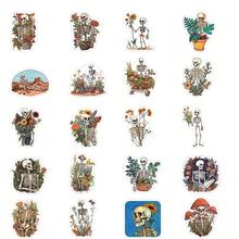 50 件卡通艺术骷髅贴花，卡通 PVC 贴花，自粘，适用于水瓶、笔记本电脑、手机、滑板、吉他装饰，不对称形状 - 彩色 - 查看 5