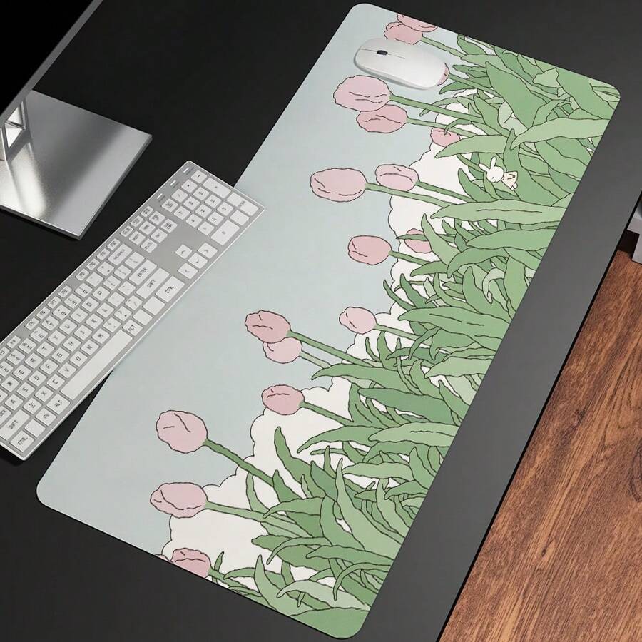 Mouse Pad Large XXL Tulip Long Mouse Pad Printing Animation Landscape Beautiful Cute Mouse Pad  Rubber Mouse Pad Computer Accessories Keyboard Mouse Popular Mat Table Mat Floor Mat Gift To Send Male And Female Friends Game Mouse Pad