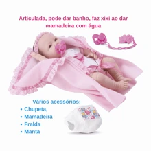 Boneca Bebê Reborn - New Born - Faz Xixi com acessorios