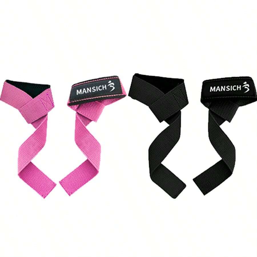 2pcs Power Strap Hard Pull Strap Men's Grip Strap Fitness Glove Weight Machine Exercise Pull-Up Non-Slip Wrist Brace - Hồng + Đen - Xem 1