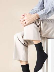 5 pares de meias masculinas, meias multicoloridas, quatro estações, cor sólida, macias, absorventes de suor, esportivas, simples, comerciais, diárias, casuais, meias de cano médio