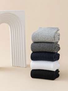 5 pares de meias masculinas, meias multicoloridas, quatro estações, cor sólida, macias, absorventes de suor, esportivas, simples, comerciais, diárias, casuais, meias de cano médio