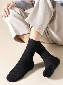 5 pares de meias masculinas, meias multicoloridas, quatro estações, cor sólida, macias, absorventes de suor, esportivas, simples, comerciais, diárias, casuais, meias de cano médio