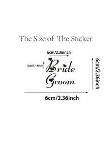 1 st 'I Do/Me Too - Just/Married - Bride/Groom' Bröllopsdekorationsklistermärke, Klistermärken, Väggdekal, Vinyldekal För Heminredning, Vårdekorationsartiklar Fräscha upp Ditt Hem, Rama Dekorationsklistermärken - Svart - Visa 10