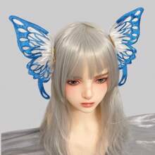 2pcs Gothic Witch Big Bow Hairpin, Halloween Demon 3D Bat Wing Hairclip Lolita Hair Accessories