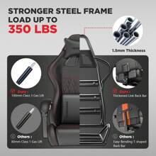 STGaming Gaming Chair With Footrest Computer Game Chairs With Lumbar Support Ergonomic Office Chair With Headrest Racing Gamer Chair PU Leather - Black - View 6