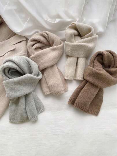 1 pezzo Sciarpa lavorata a maglia invernale da donna, colore unito minimalista, morbida e calda, scaldacollo mini rilassato accessori