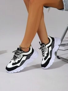 Giày thể thao đế thấp thường ngày cho nữ, Giày thể thao đi bộ thời trang để mặc hàng ngày, Giày thể thao đế thấp buộc dây thường ngày hợp thời trang, Giày thường ngày thời trang cho phụ nữ phù hợp với mọi mùa - màu đen - Xem 3